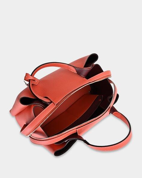 Buy Tod's Medium Boston Leather Bag | Coral Red Color Women | AJIO