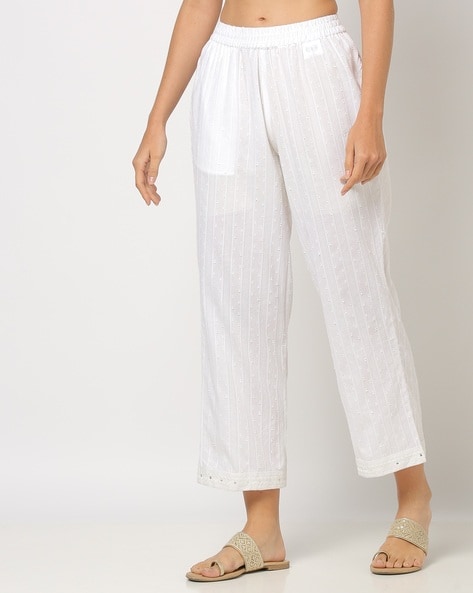 Women Striped Pants with Insert Pocket Price in India
