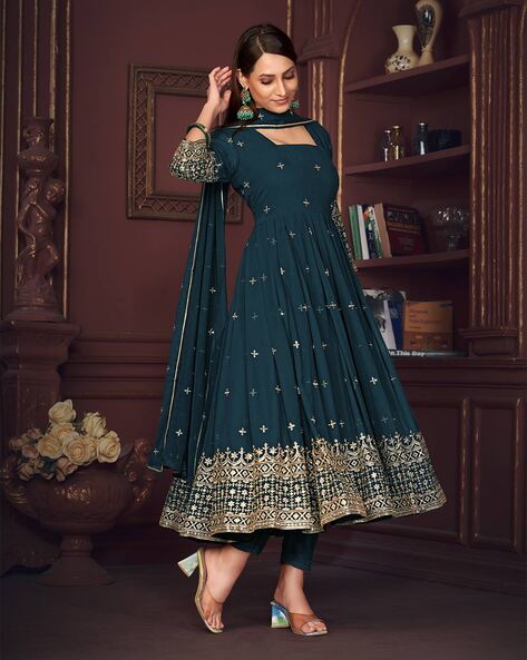 Buy Turquoise Dress Material for Women by Zeelpin Online Ajio