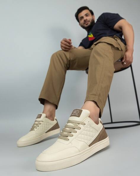 Buy Cream Sneakers for Men by GO21 Online