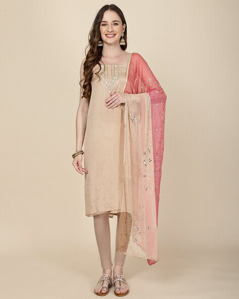 Buy Beige Dress Material for Women by mbz.in By Meena Bazaar Online Ajio