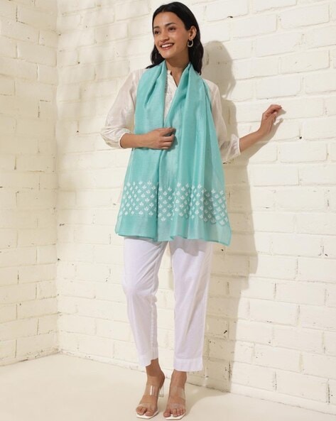 Women Embroidered Cotton Stole Price in India