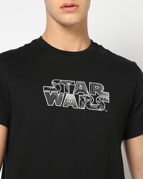 Men Star Wars Print Regular Fit Crew Neck T Shirt