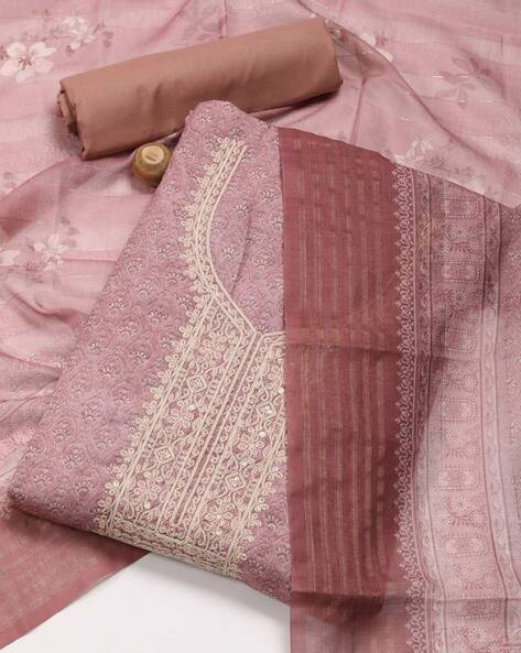 Women Embroidered Unstitched Kurta Bottom Dress Material Kurta Bottom with Dupatta Price in India