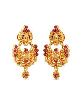 Women Yellow Gold Chandbali Earrings-image-8
