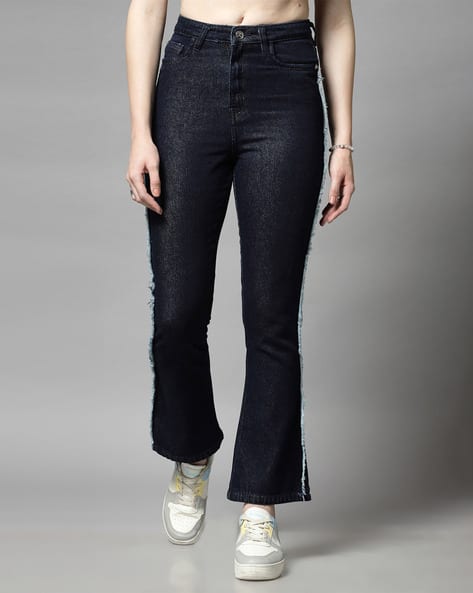 Women High-Rise Washed Flared Jeans