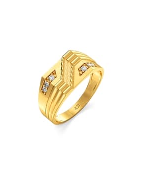 joyalukkas Men Yellow Gold Stone-Studded Band Ring-picture-11