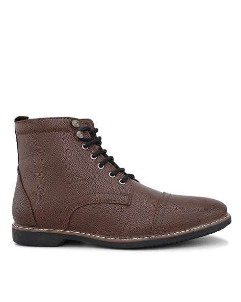 Men Ankle-Length Boots with Lace-Fastening