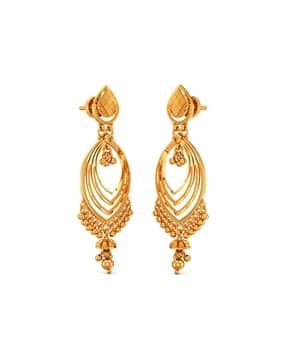 Women Yellow Gold Drop Earrings-image-49