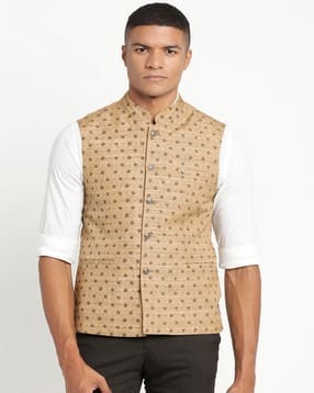 turtle Men Printed Slim Fit Nehru Jacket-picture-14