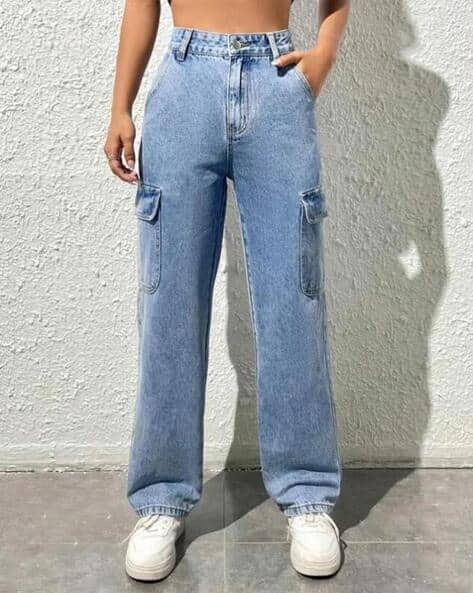 KOTTY Women Straight Jeans with Cargo Pockets