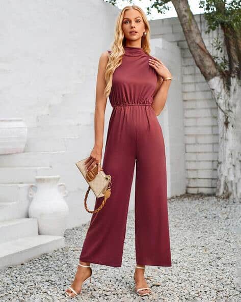 Women Sleeveless High-Neck Jumpsuit