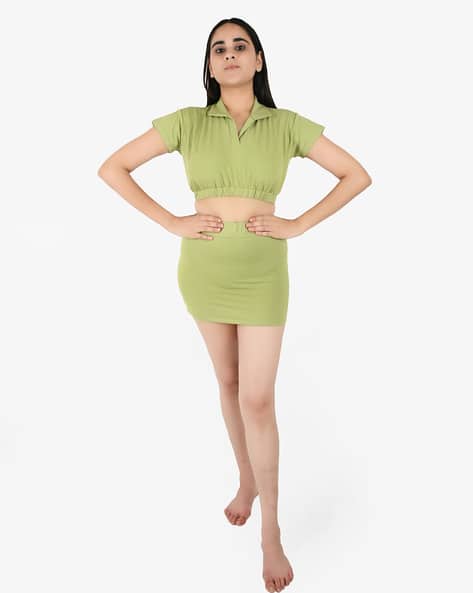 strapless open back dress Two Piece Olive Green Solid Formal Suit