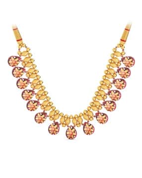Women Yellow Gold Floral Short Necklace