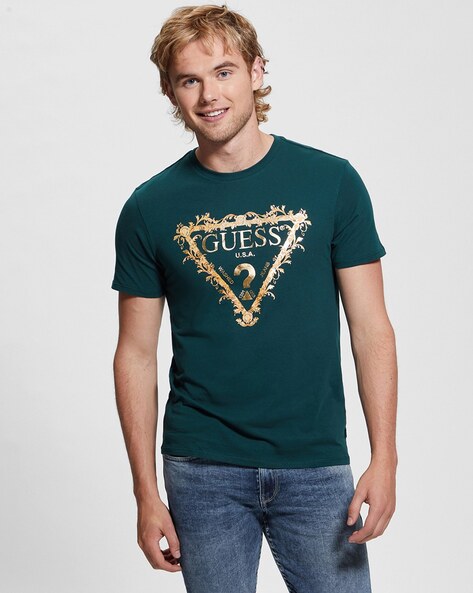 Guess logo t shirt mens best sale