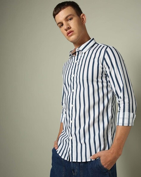 Spykar Men Striped Slim Fit Shirt