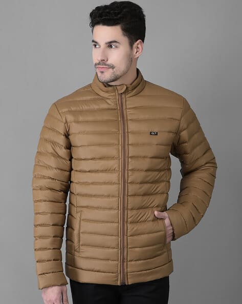 Men Quilted Jacket with Zip-Front