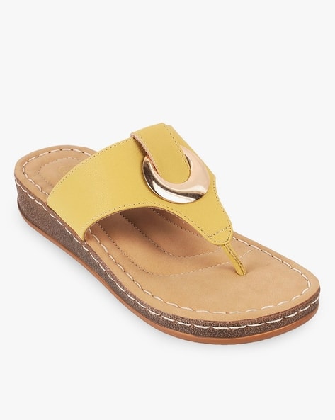 Flat Sandals Cheap Yellow Flip Flops Buy Yellow Flat Sandals For Women By  CATWALK Online