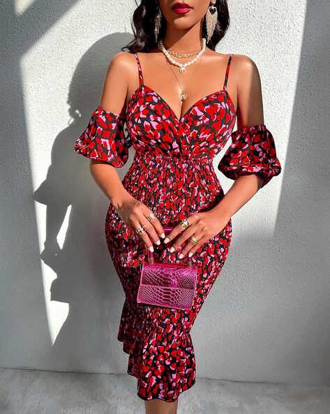 Women Floral Print Bodycon Dress