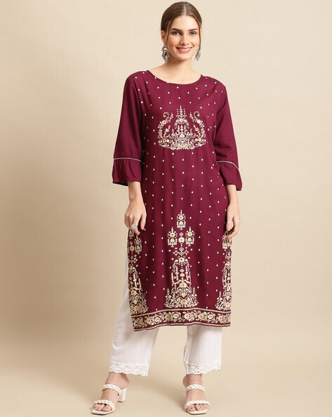 Buy Burgundy Kurtis Tunics for Women by Anaisa Online Ajio