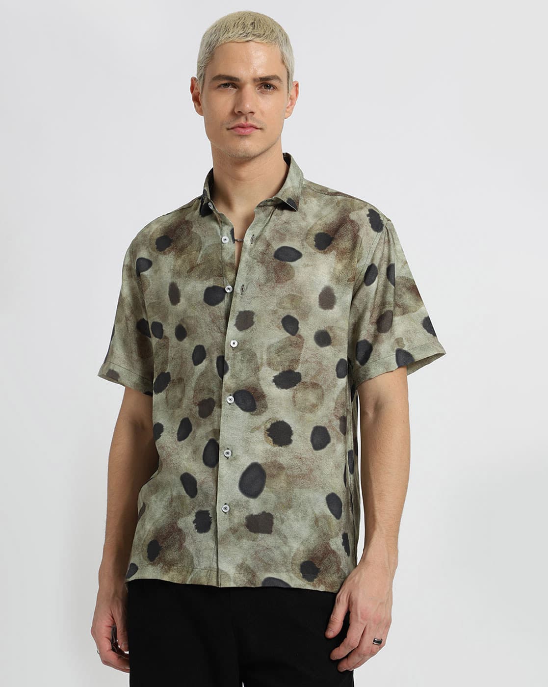 BANANA CLUB Men Printed Regular Fit Shirt For Men (Green, XL)