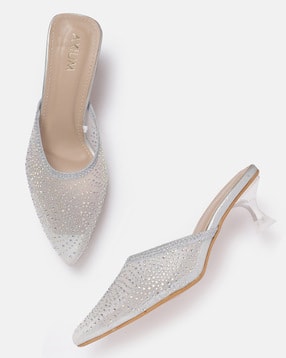 axium Women Embellished Kitten-Heeled Mules-picture-35