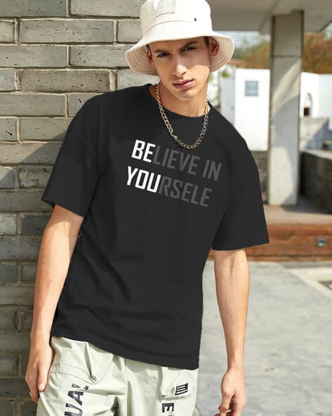 KOTTY Typographic Print Oversized Crew-Neck T-Shirt