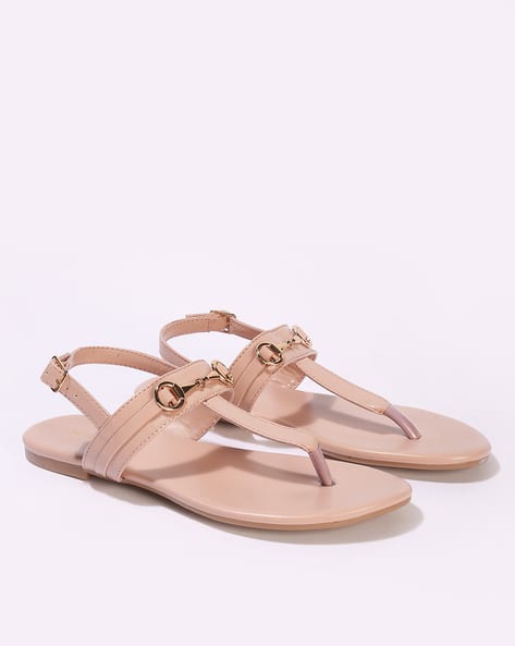 Women T-Strap Flat Sandals with Buckle Fastening