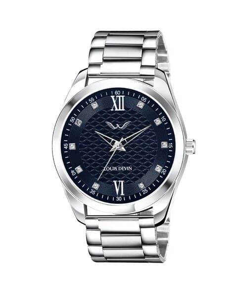 Louis Devin Men Analogue Watch with Metal Strap-LD-GR062-BLU-CH