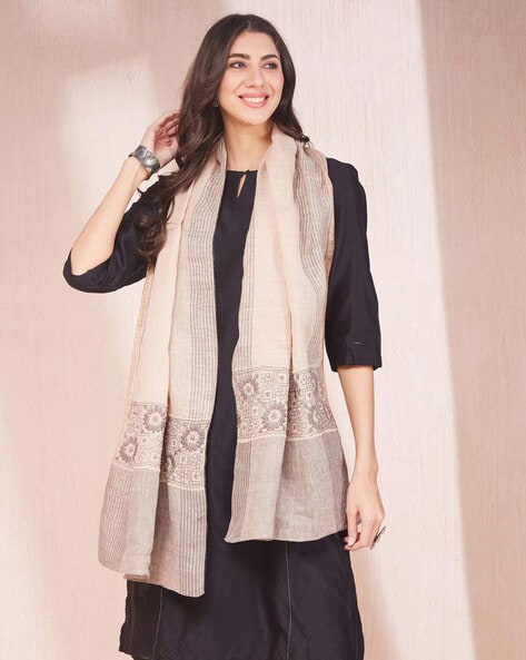 Women Embroidered Linen Stole Price in India
