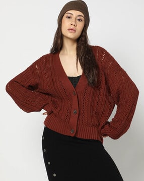 gap Textured Button-Down Cardigan with Cuff Sleeves-picture-31