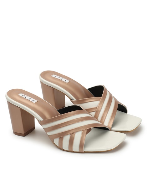 Elle Women Colourblock Chunky-Heeled Sandals