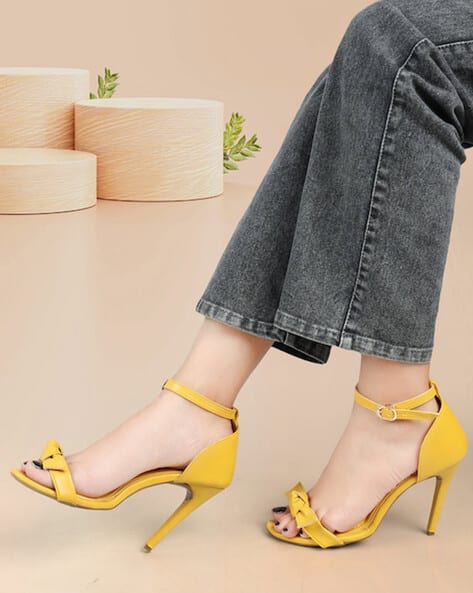 Buy Yellow Heeled Sandals for Women by ELLE Online | Ajio.com