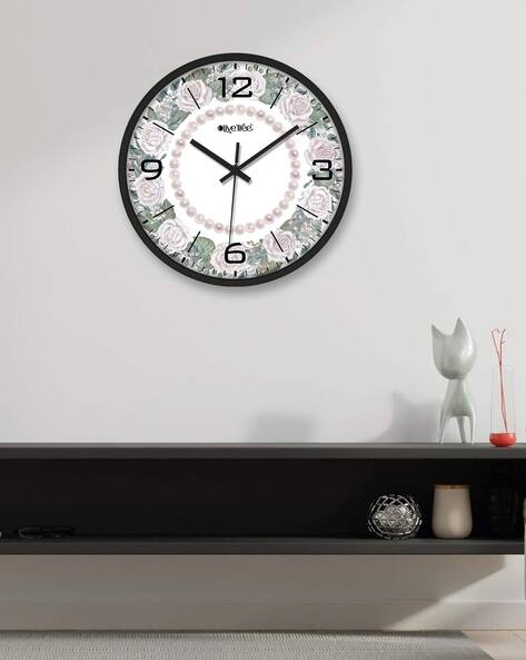 Floral Print Round Wall Clock