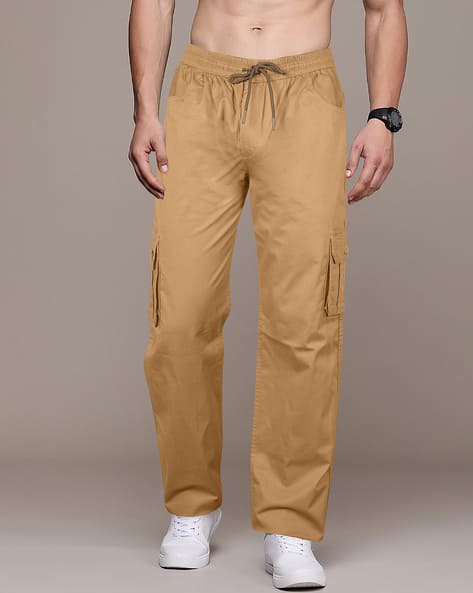 Khaki Relaxed Pants Mens Men Flat-Front Relaxed Fit Cargo Pants