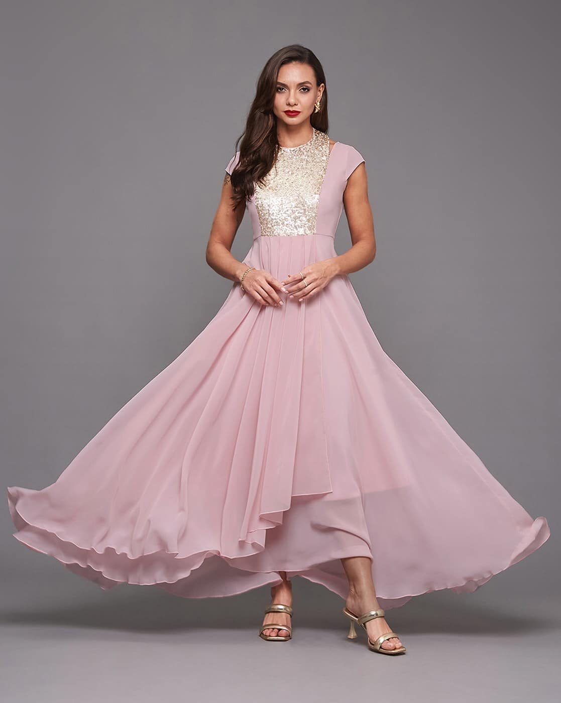 Buy MISS CHASE Embellished Round-Neck A-Line Dress Online | Ajio.com