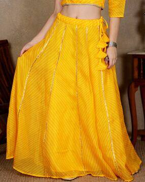 Women Striped Flared Lehenga Skirt