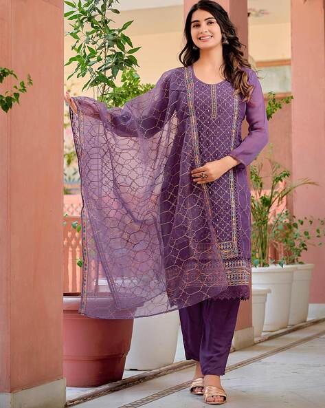 Women Embroidered Straight Kurta Set Price in India