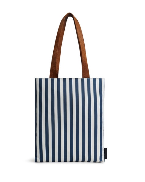 Striped tote bag with zipper sale