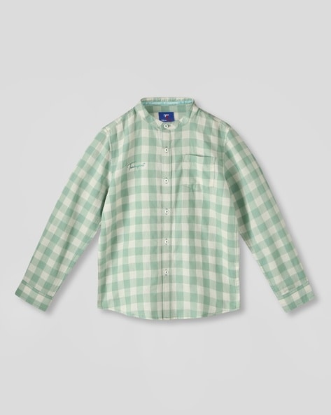 Boys Checked Regular Fit Shirt with Patch Pocket