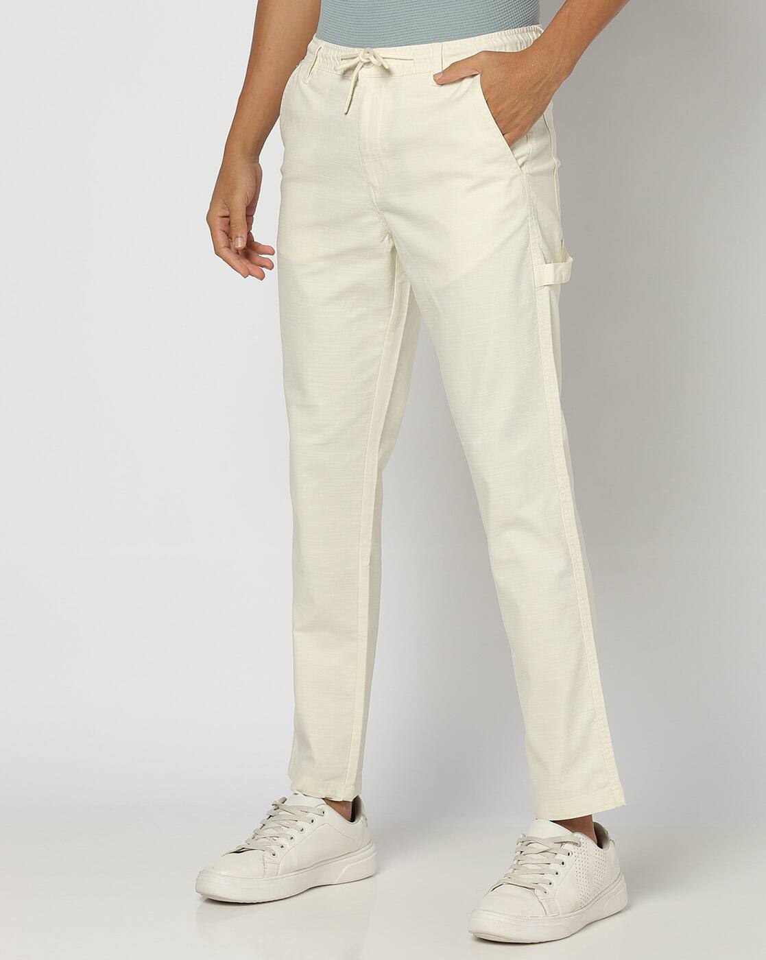 Men Slim Fit Flat-Front Chinos