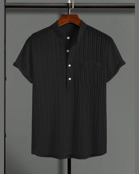 WUXI Men Crinkled Loose Fit Shirt