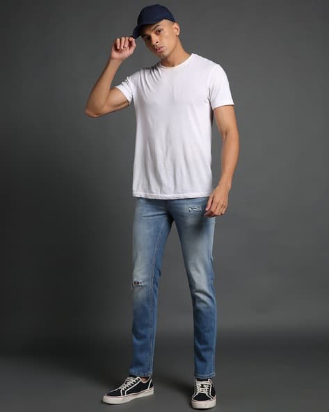 SPYKAR Men Rover Distressed Mid-Wash Regular Fit Jeans