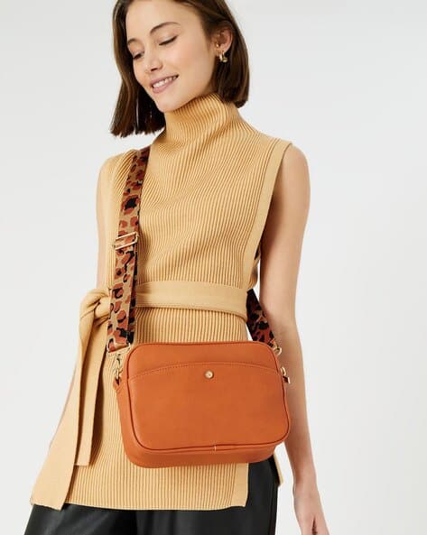 Textured Sling Bag with Detachable Strap
