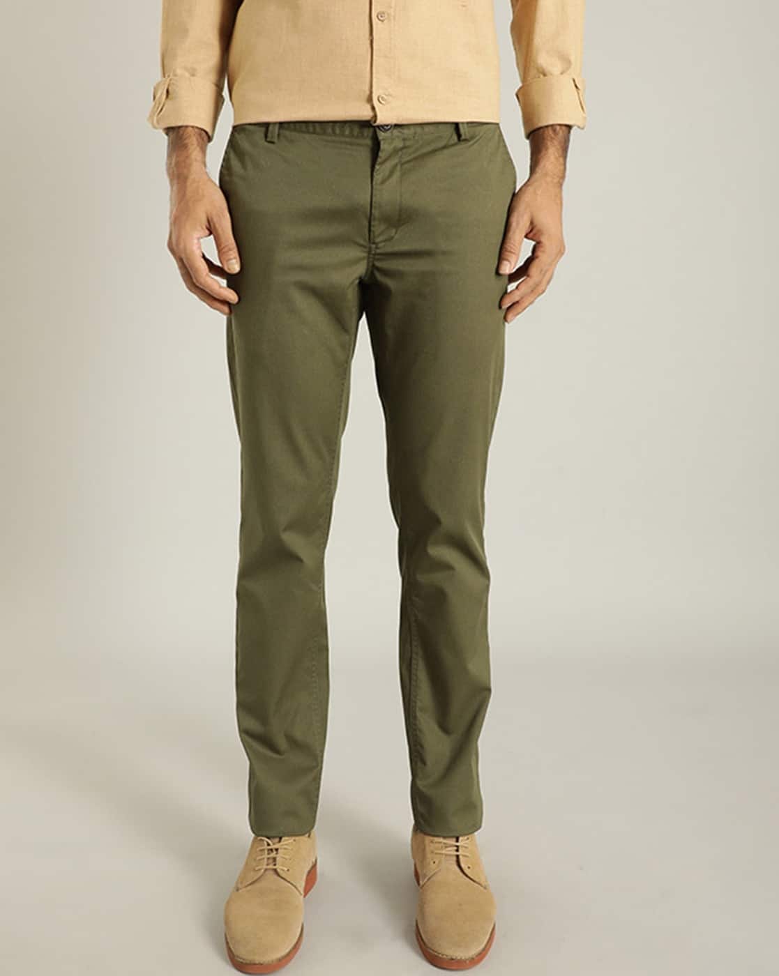 Buy Olive Green Trousers & Pants for Men by INDIAN TERRAIN Online