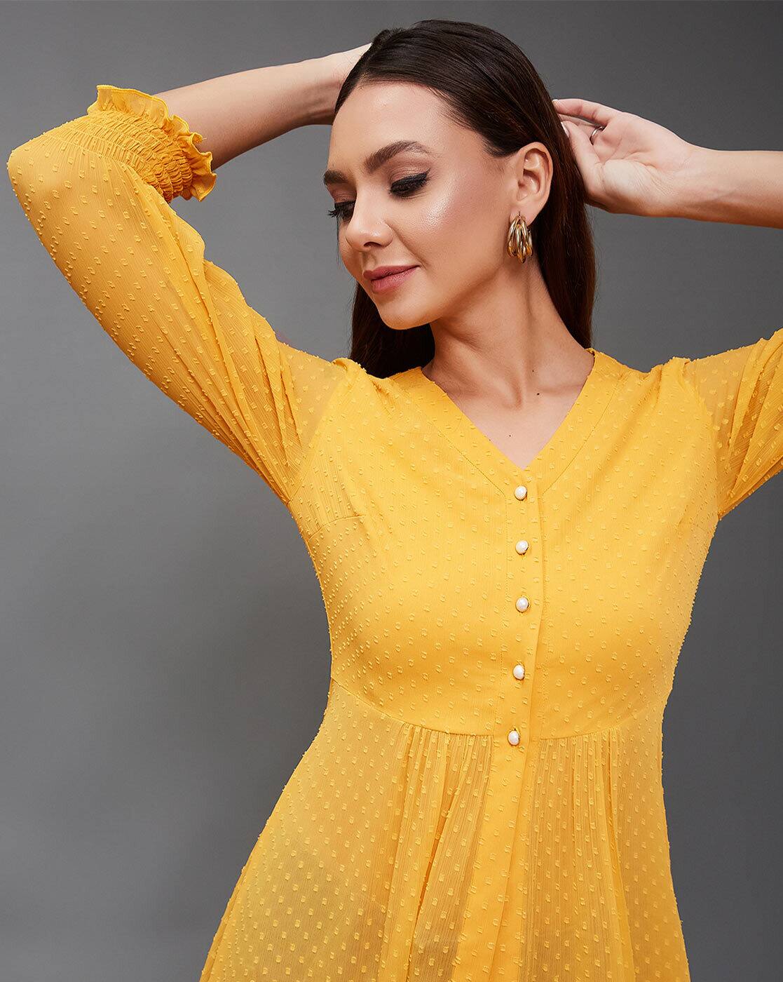 ansdotsloevner gathered tops yellow