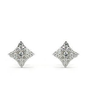 valanova Women White Gold Lab Grown Diamond Stud Earrings-picture-43