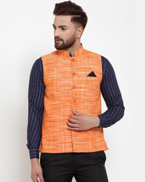 KLOTTHE Men Striped Regular Fit Nehru Jacket