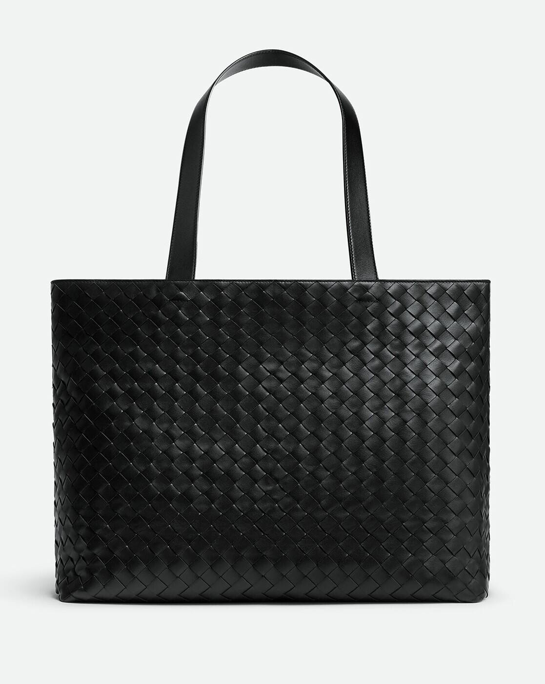 Buy BOTTEGA VENETA Large Intrecciato Zipped Tote Bag | Black Color