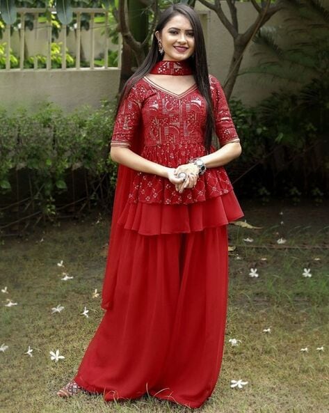 Red Kurta Suit Sets for Women by Fashion Basket Online | Ajio.com